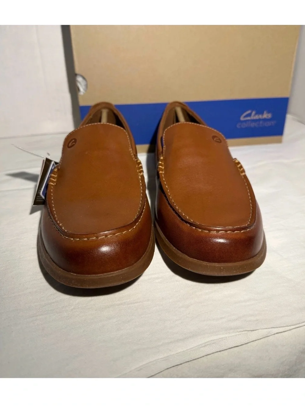 CLARKS Men’s Flexway Step tan  Leather Slip-On Shoes Size 8.5 M  261 81976 New